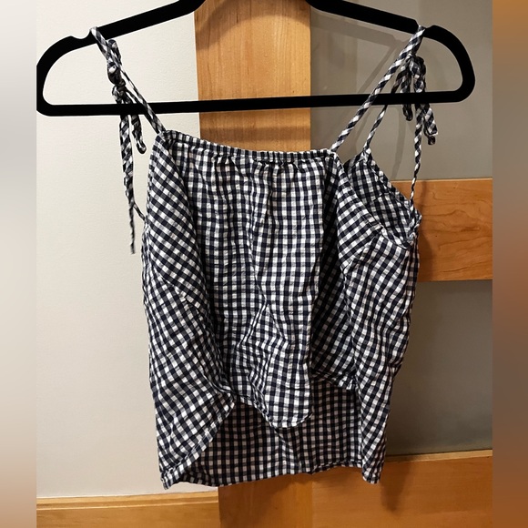 Aerie blue and white plaid size small - Picture 2 of 2